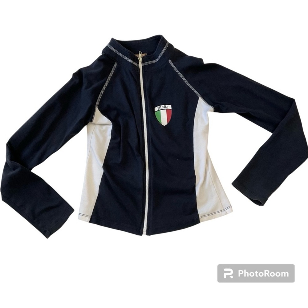 Vintage Y2K Italia Graphic Full Zip Jacket Blue & White S